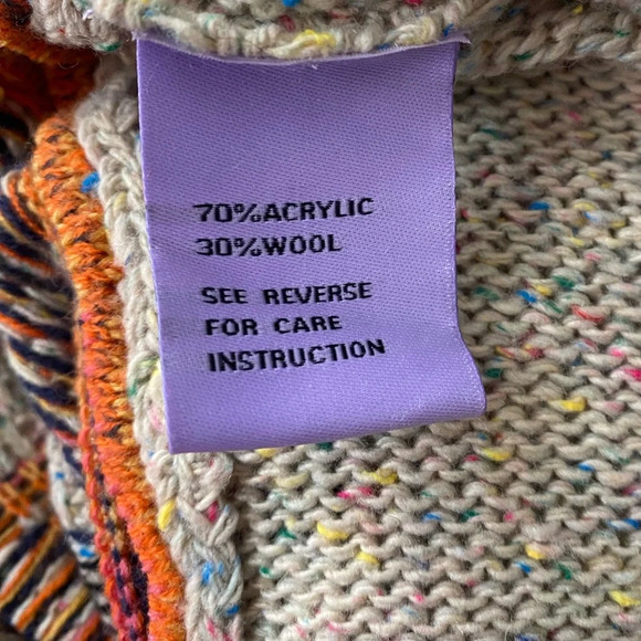 Michelle Nicole Nordic Wool Blend Tribal Sweater Poncho Boho Southwest M - Picture 11 of 12